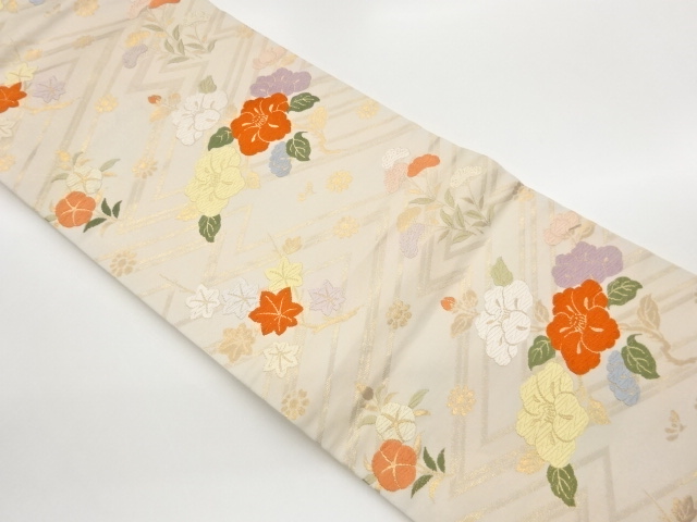 JAPANESE KIMONO / KARAORI FLOWER PATTERN WEAVING NAGOYA OBI